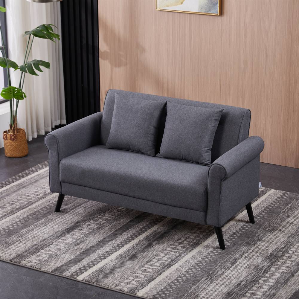 Contemporary Upholstered Loveseat Sofa With Rolled Arms