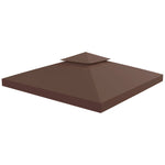3x3m Gazebo Top Cover Double Tier Canopy Replacement | Coffee