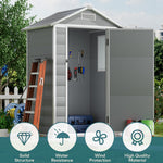 4.4x3.4ft Garden Sanctuary Garden Plastic Storage Shed With Lockable Hinged Door | Grey