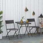 3pc Bistro Set Rattan Furniture Garden Folding Chair Table | Black