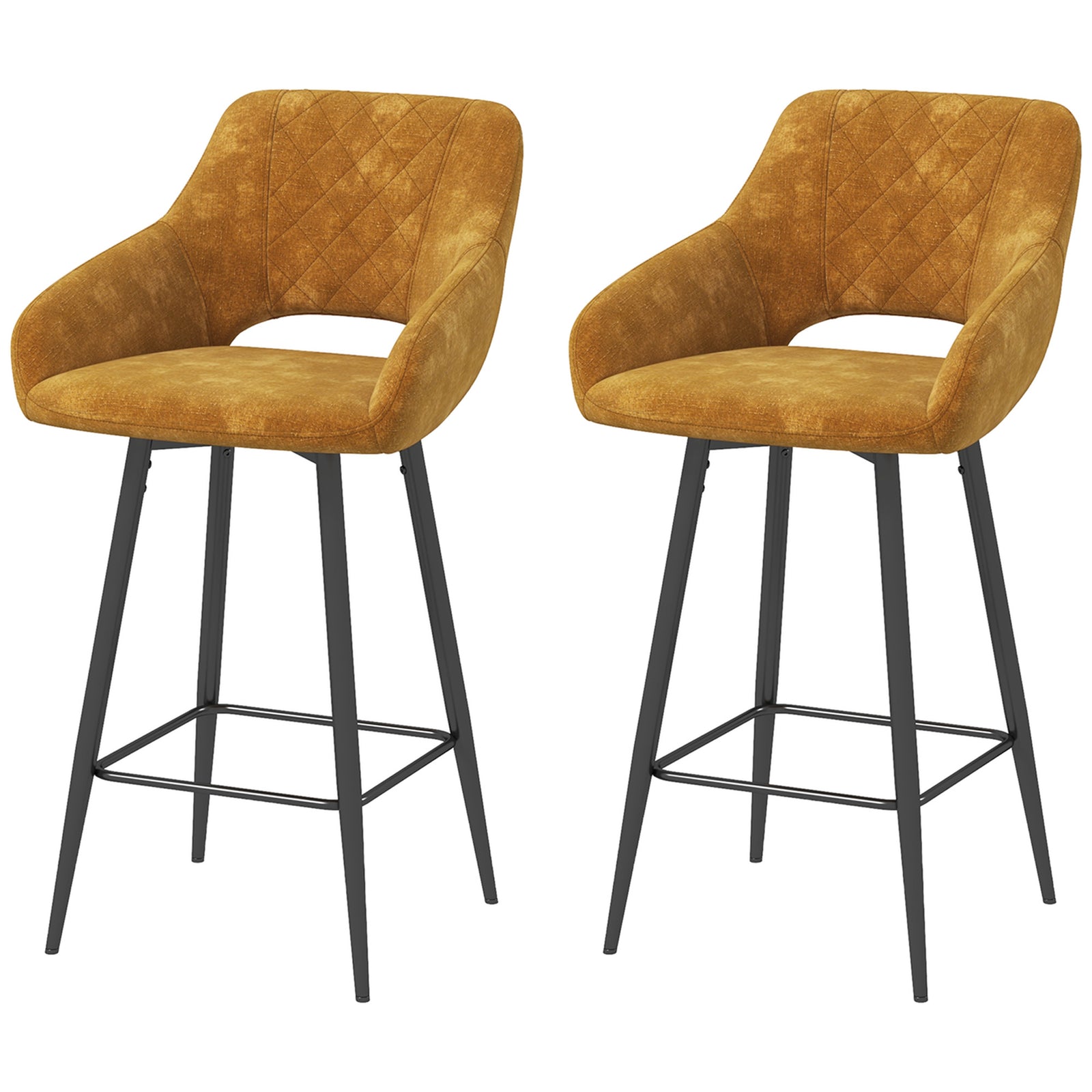 Velvet-touch Bar Stools Counter Set Of 2 | Brown