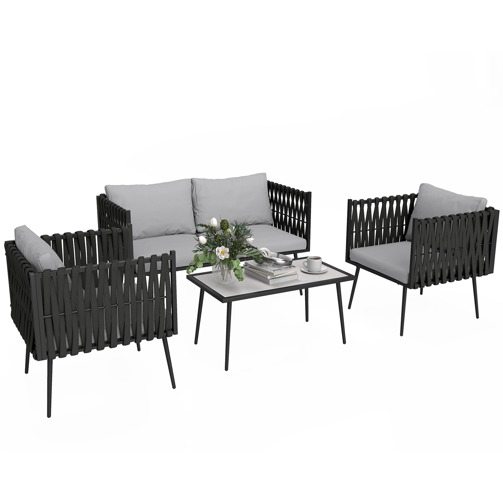 Light Grey 4-piece Outdoor Sofa Set