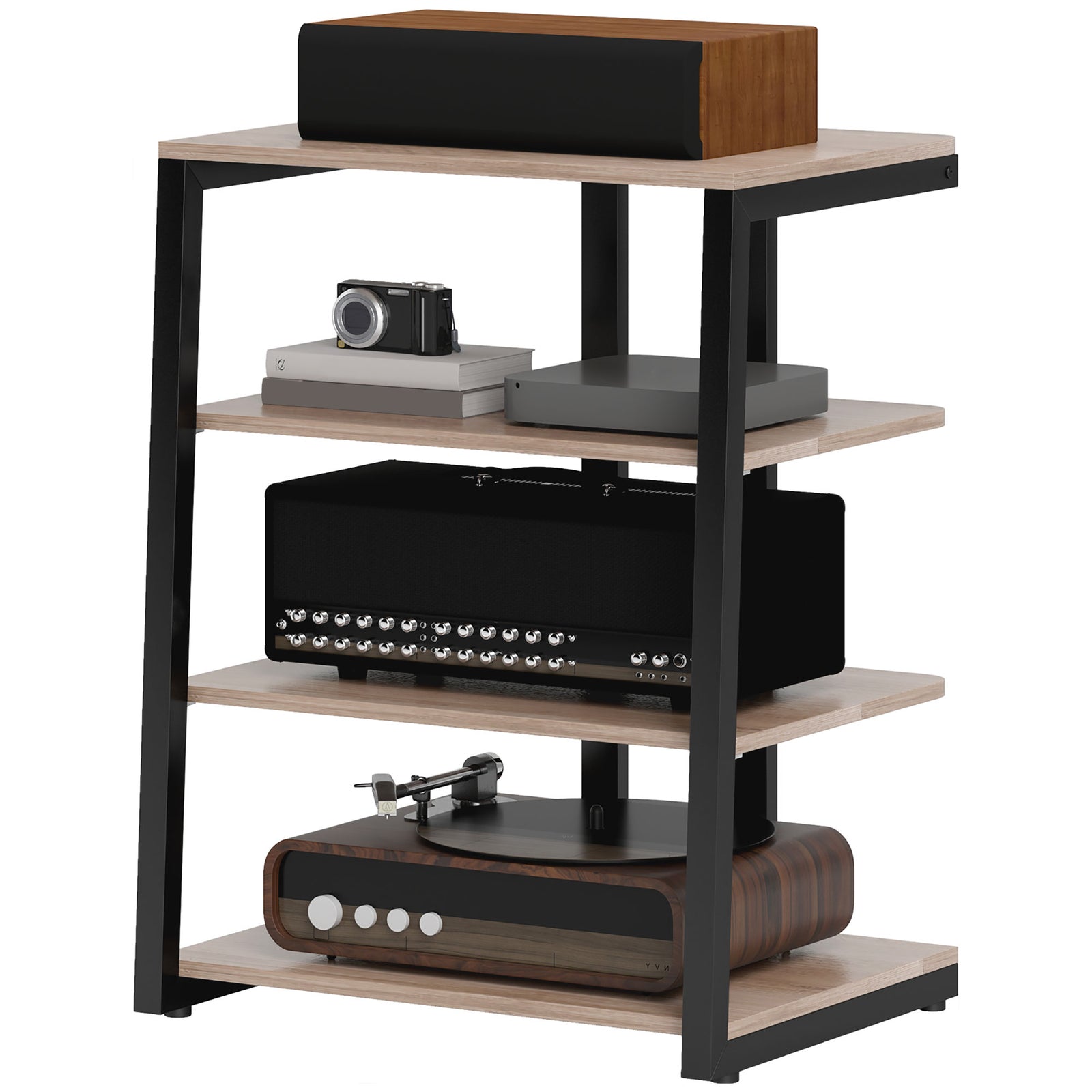 Hifi Rack Stand W/ 4-tier Power Strip | Gray