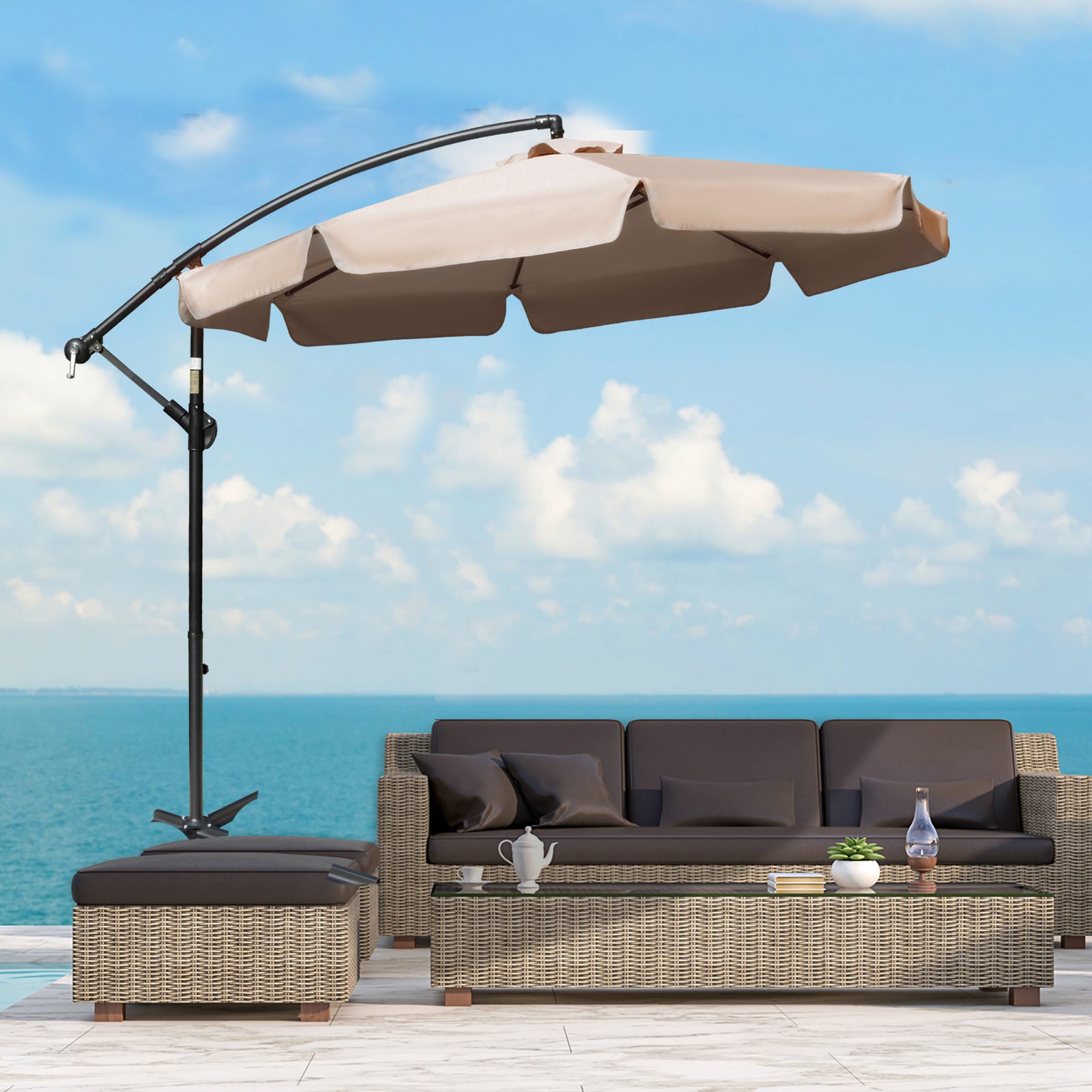 2.7m Cantilever Parasol Banana W/ Crank Handle