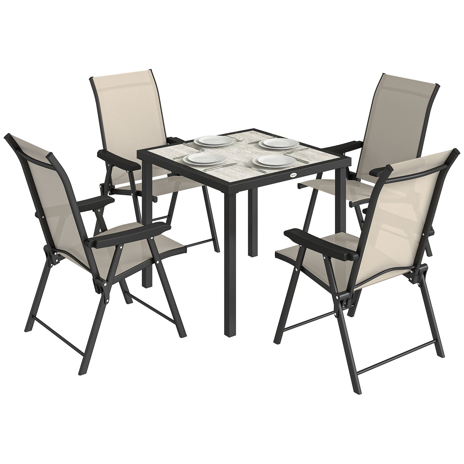 5 Pieces Outdoor Dining Set, Garden Dining Set For 4 | Brown