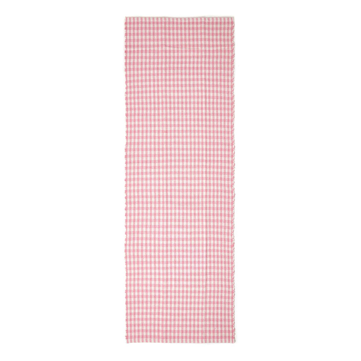 Cotton Gingham Check Rug Hand Woven | 200cm | Pink