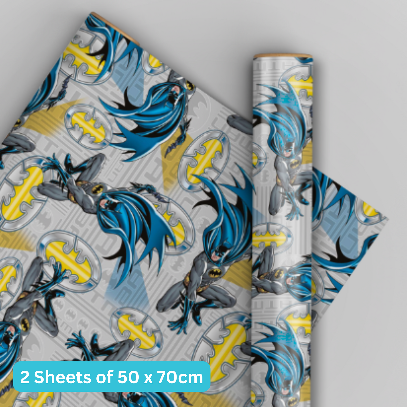 Dc Comics Batman Gift Wrap, 2 Sheet 2 Tag, Official Product
