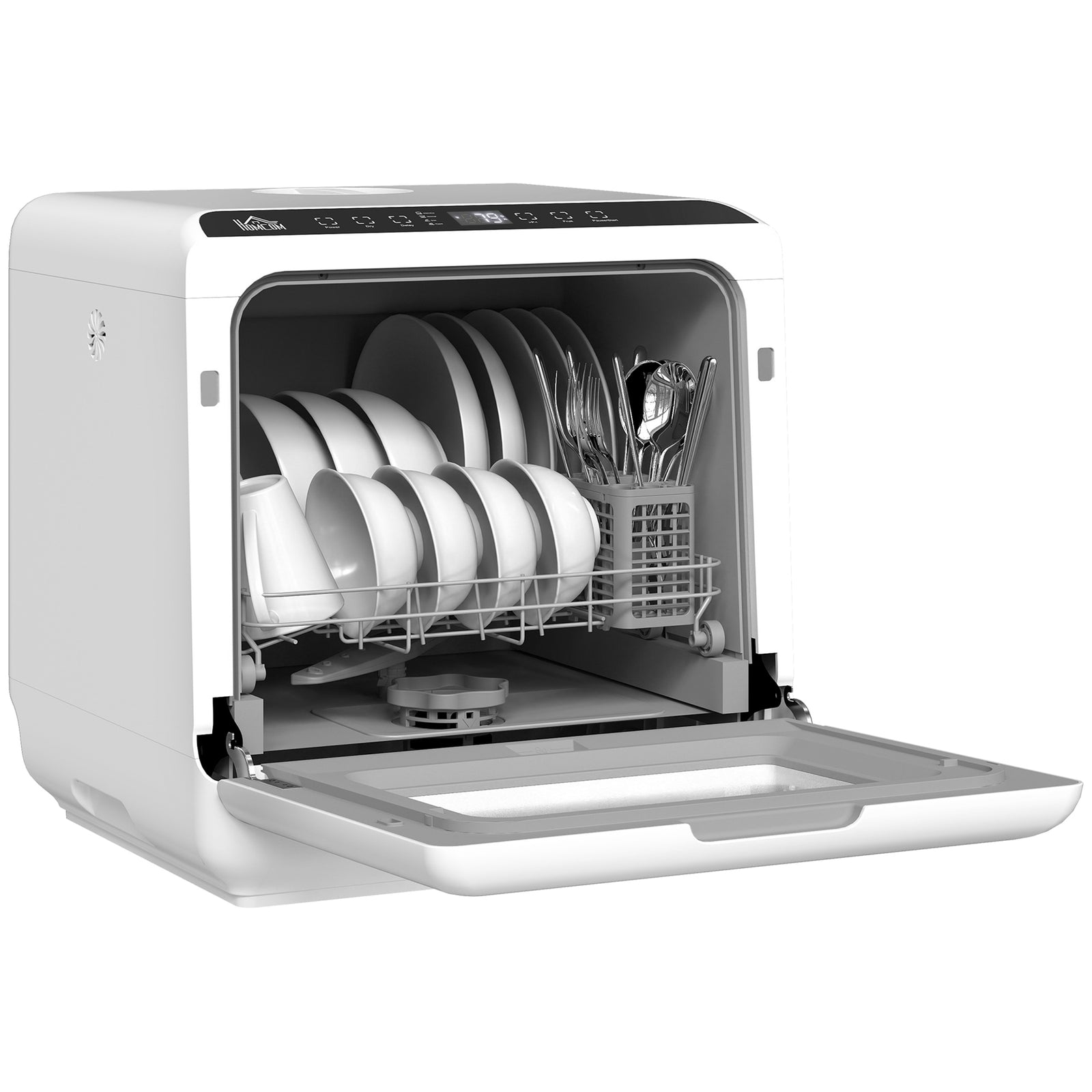Countertop Dishwasher With Dual Water Supply And 6 Programs, White