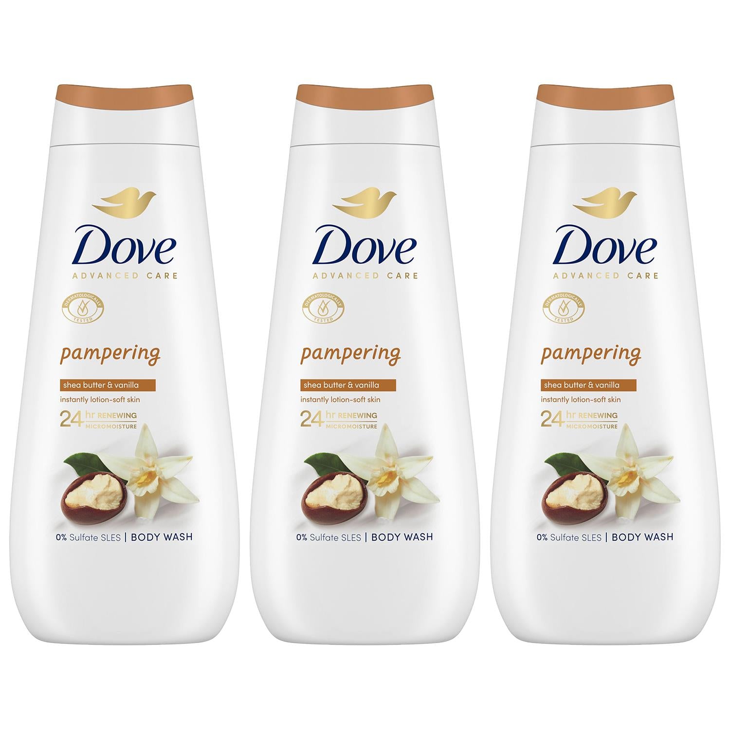Advanced Care Body Wash Pampering 24hrs Renewing Micromoisture 400ml, 3pk