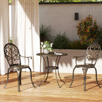 3pcs Bistro Set, Aluminium Garden Table And Chairs | Bronze