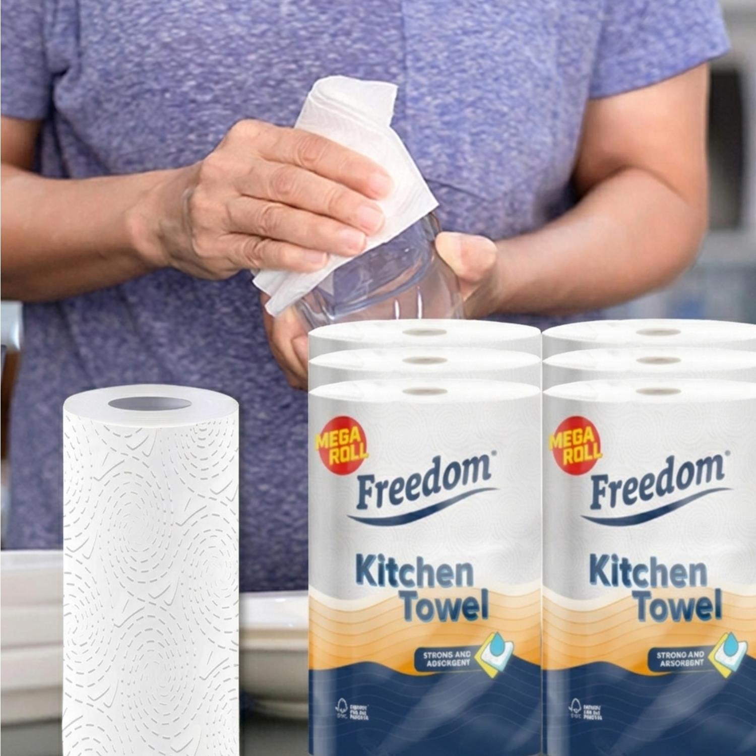 Rhino Jumbo Luxury Kitchen Towel Roll Strong & Absorbent 6 Roll | Set-of-3