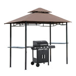 Outdoor 2-tier Bbq Gazebo Shelter Grill Canopy Barbecue Tent | Brown