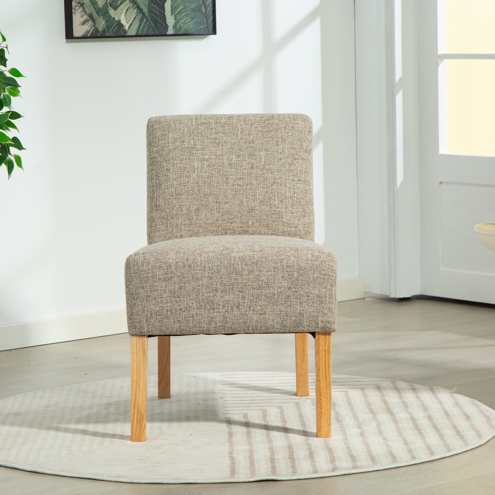 Selina Fabric Armless Accent Chair | Light Brown
