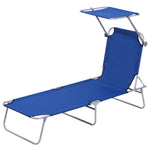 Reclining Sun Lounger Folding Recliner Garden Chair | Set of 1 | Blue