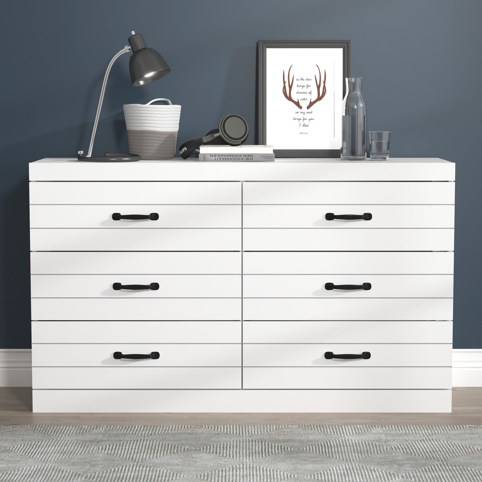 3+3 Drawer Chest - Storage Dresser For Bedroom | White