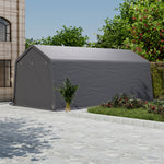 10x10ft Galvanized Steel Storage Shed  Outdoor Metal Garden Tool Shed  Waterproof Utility Storage | Medium | Dark Grey