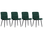 Set Of 4 Contemporary Velvet Dining Chair – Modern Green Upholstered Chairs with Black Metal Legs