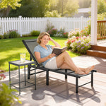 Sun Lounger, 5-level Reclining Sun Lounger Chair | Black