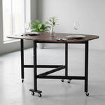 Folding Drop Leaf Table With 6 Wheels | Dark Brown