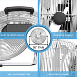 14/16/20" Circular Floor Fan - Powerful Air Cooling Fan With 3 Speed Settings | 16" | Silver