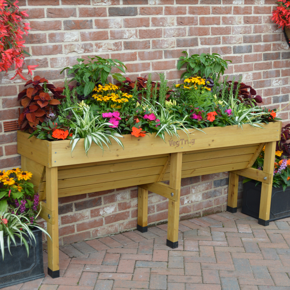 Raised Wooden Planter - Medium Wall Hugger | Natural