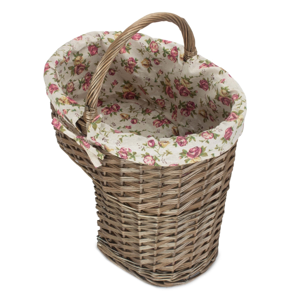 Wicker Antique Wash Finished Stair Basket | Pink