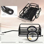 Bike Trailer Cargo Storage Carrier With Hitch Steel Frame