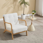 White Teddy Fleece Lounge Chair With Solid Wood Frame – Cozy Accent Chair With 28d Sponge Cushion