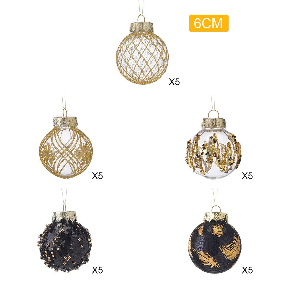 25pcs Christmas Ball Ornament Set | Black & Gold