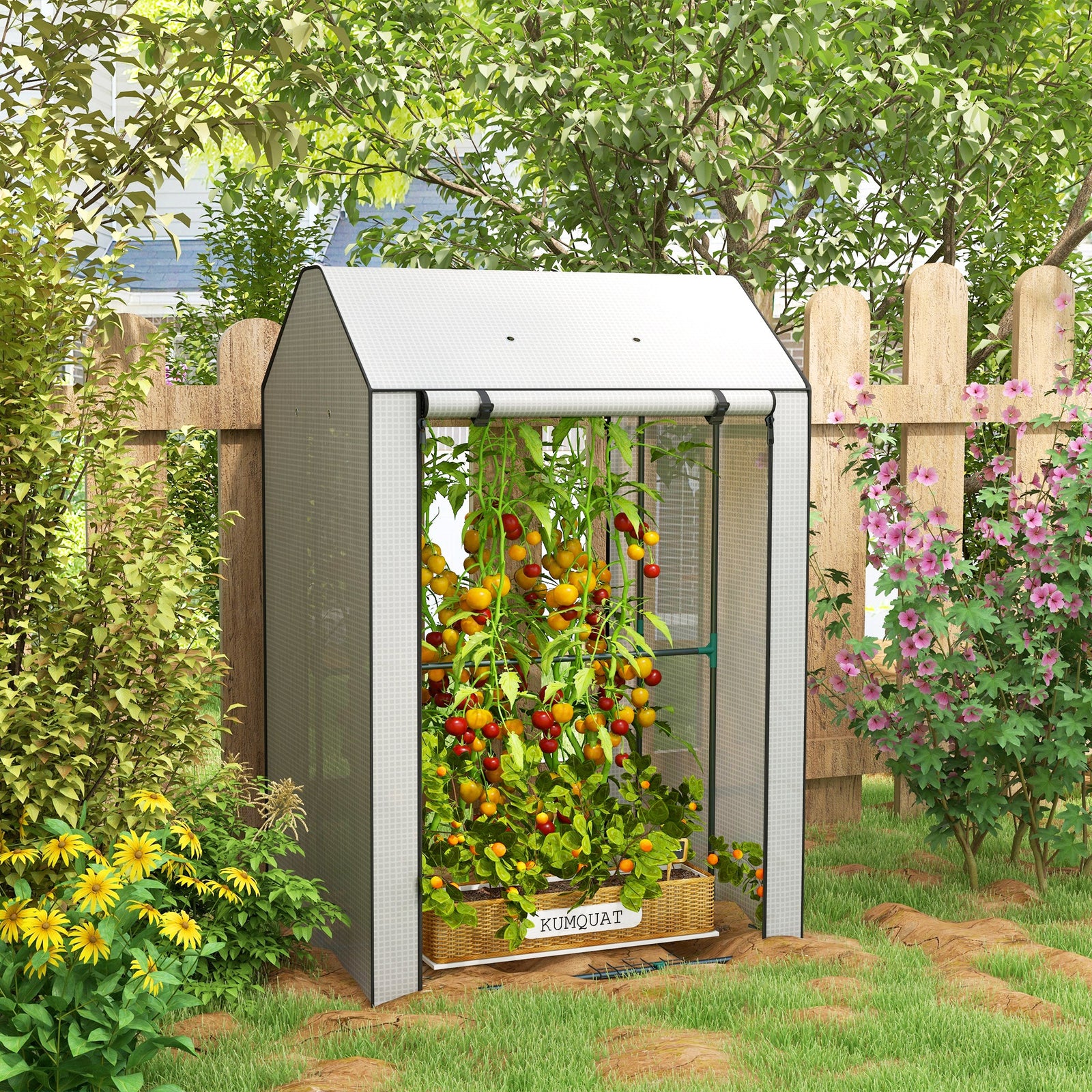 Portable Greenhouse W/ 4 Shelves & Vents 100x80x150cm