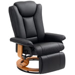 Pu Leather Reclining Armchair With Footrest For Living Room | One Size | Black