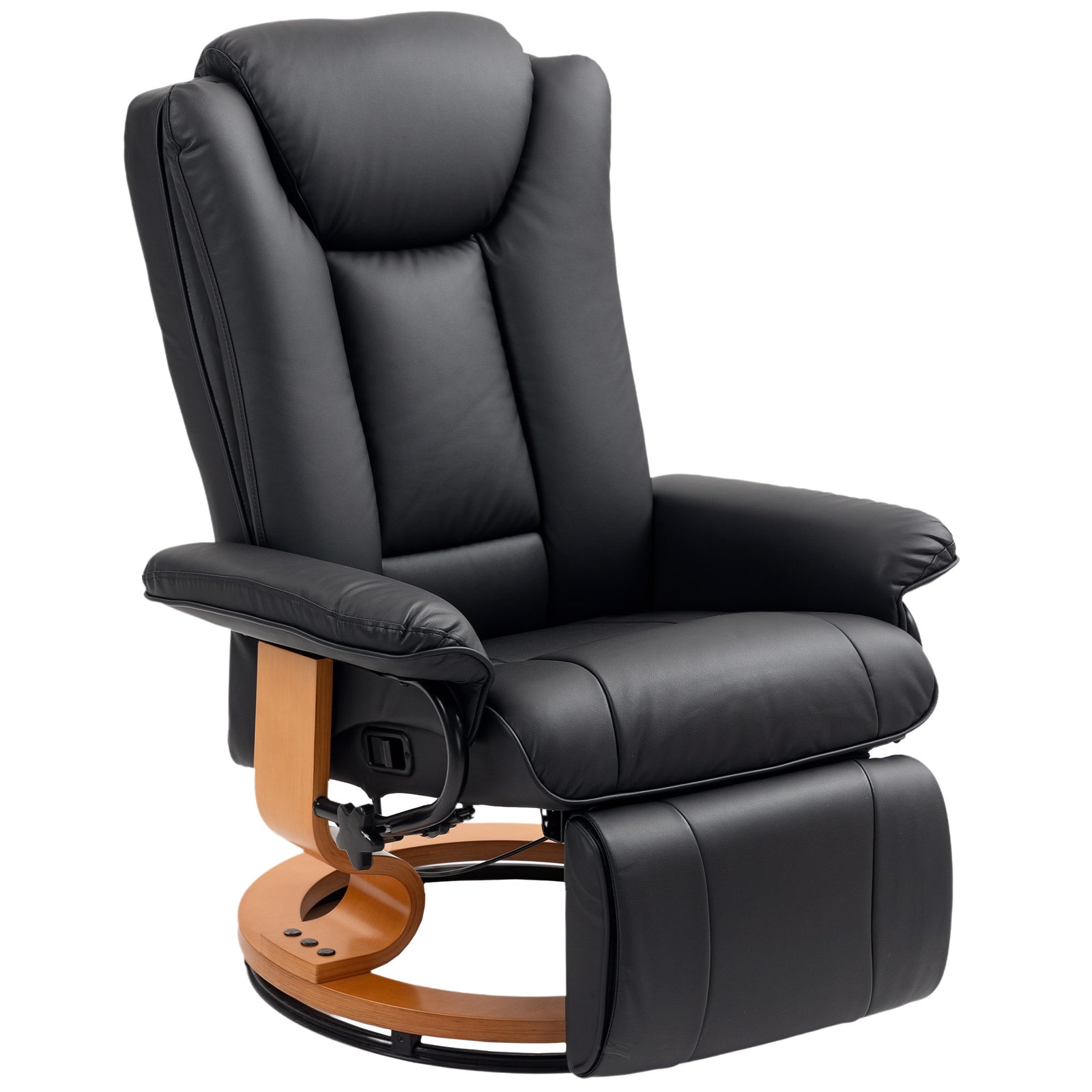 Pu Leather Reclining Armchair With Footrest For Living Room | One Size | Black