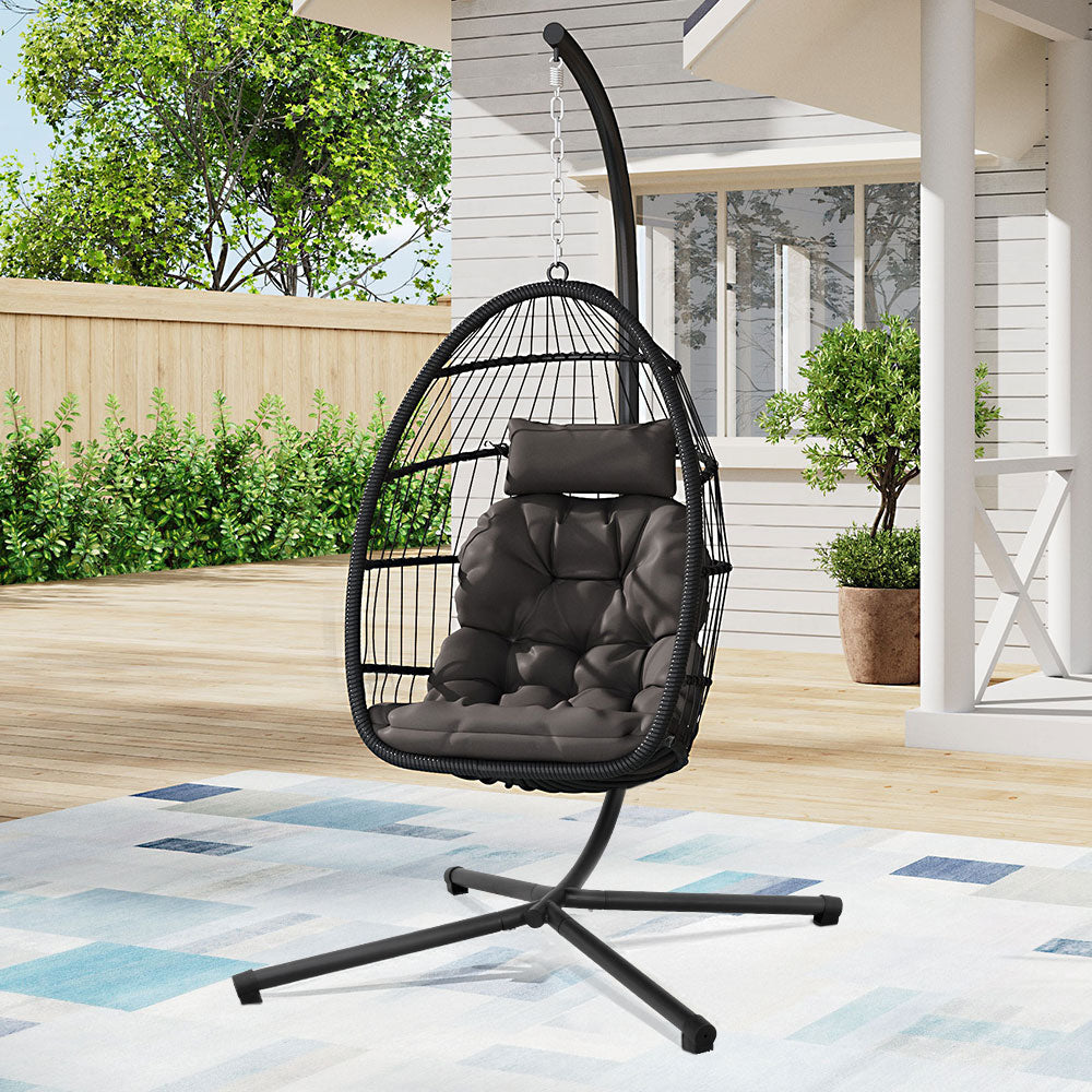 Hanging Chair With Stand And Cushion | Black