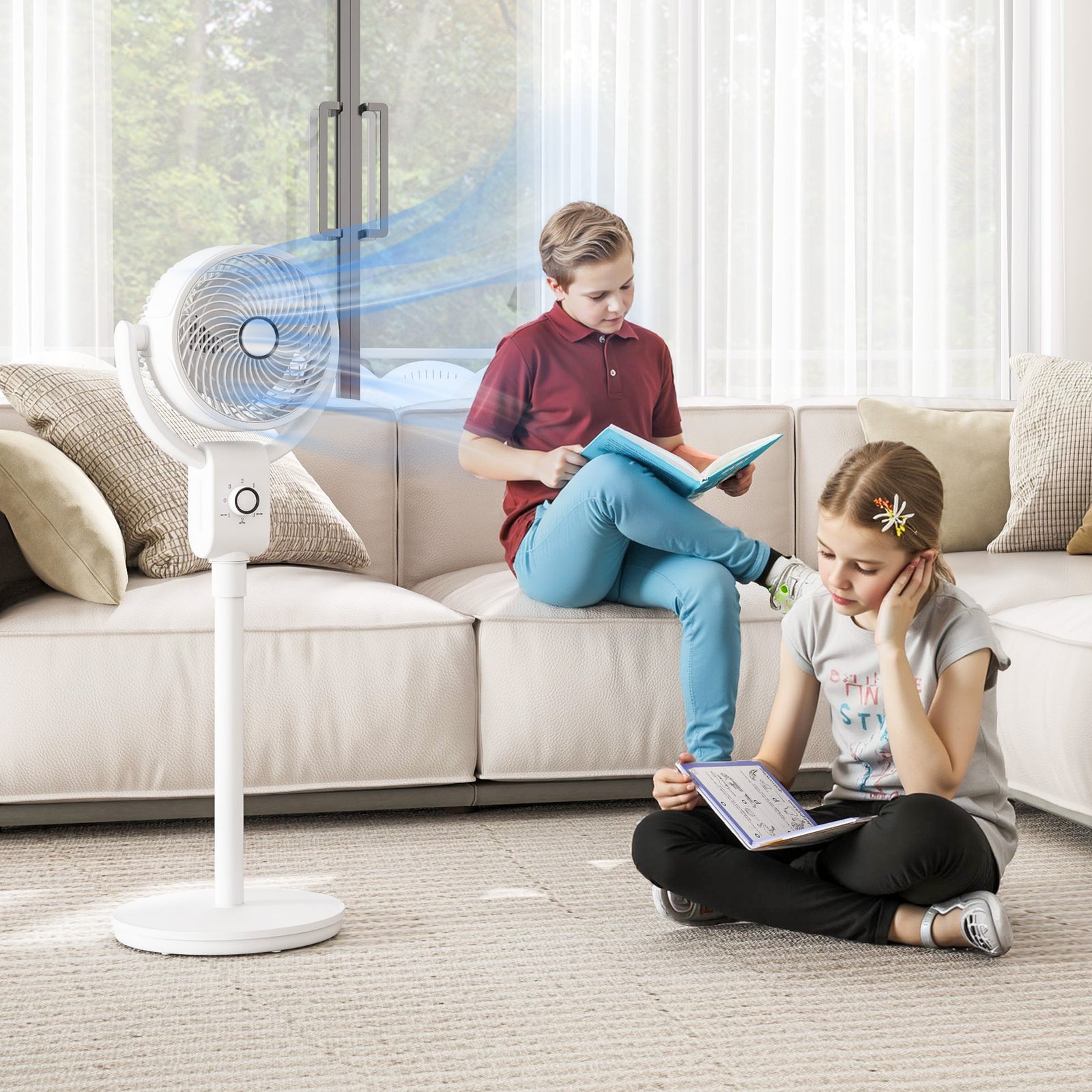 Pedestal Fan, Air Circulation Fan With Oscillating, Tilt