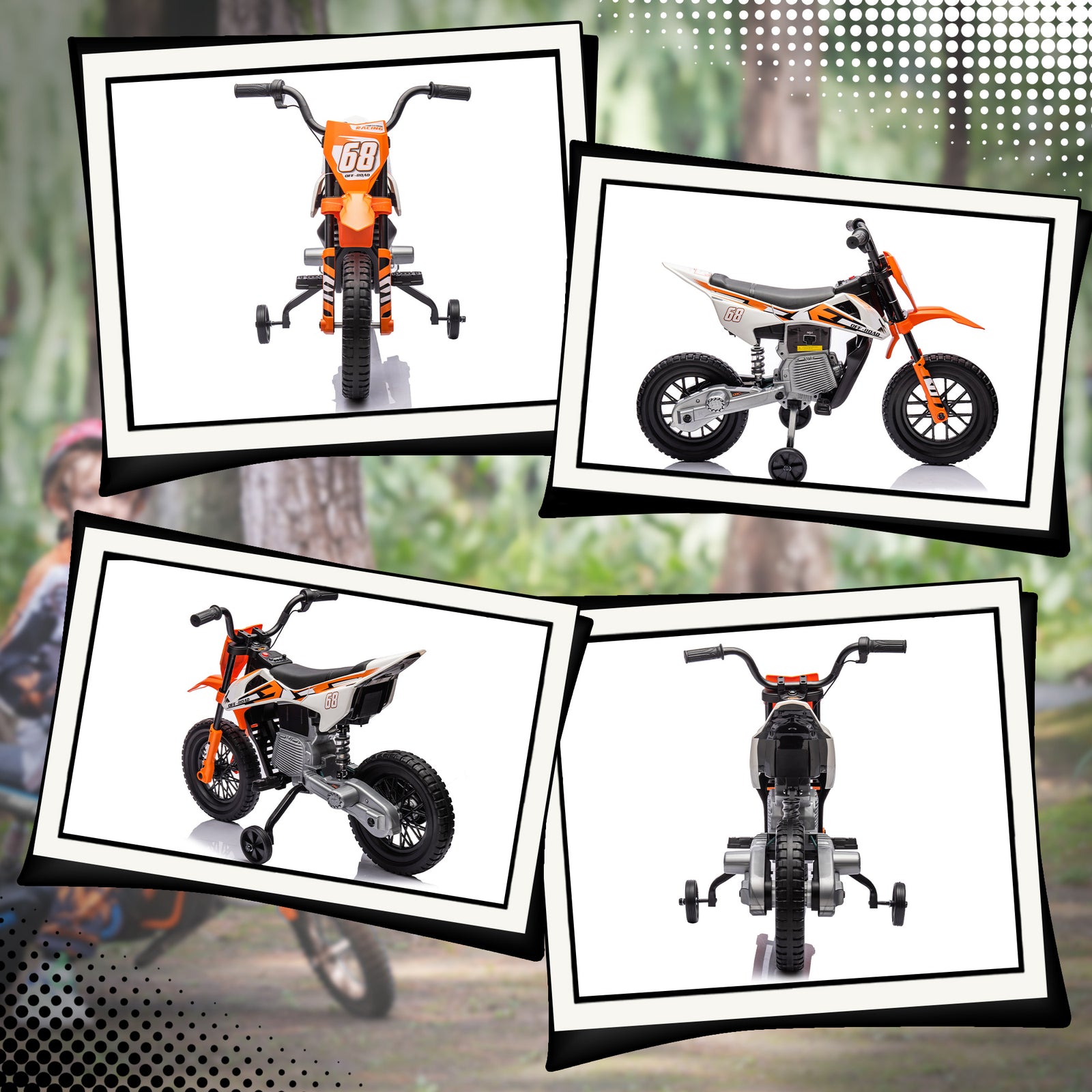 12v Kids Electric Motorbike W/ Twist Grip Throttle, Music | Orange