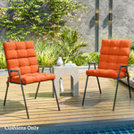 Orange Outdoor Seat Cushions, Pair
