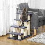 Dog Steps For Bed 4 Step Pet Stairs Ladder For Dog Cat Scratch Post Grey