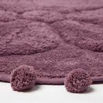 Floral Tufted Round Bathmat With Pom Poms | 60cm | Blush Pink