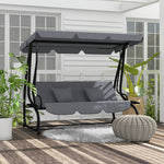 2-in-1 Garden Swing Chair For 3 Person W/ Adjustable Canopy | Dark Grey