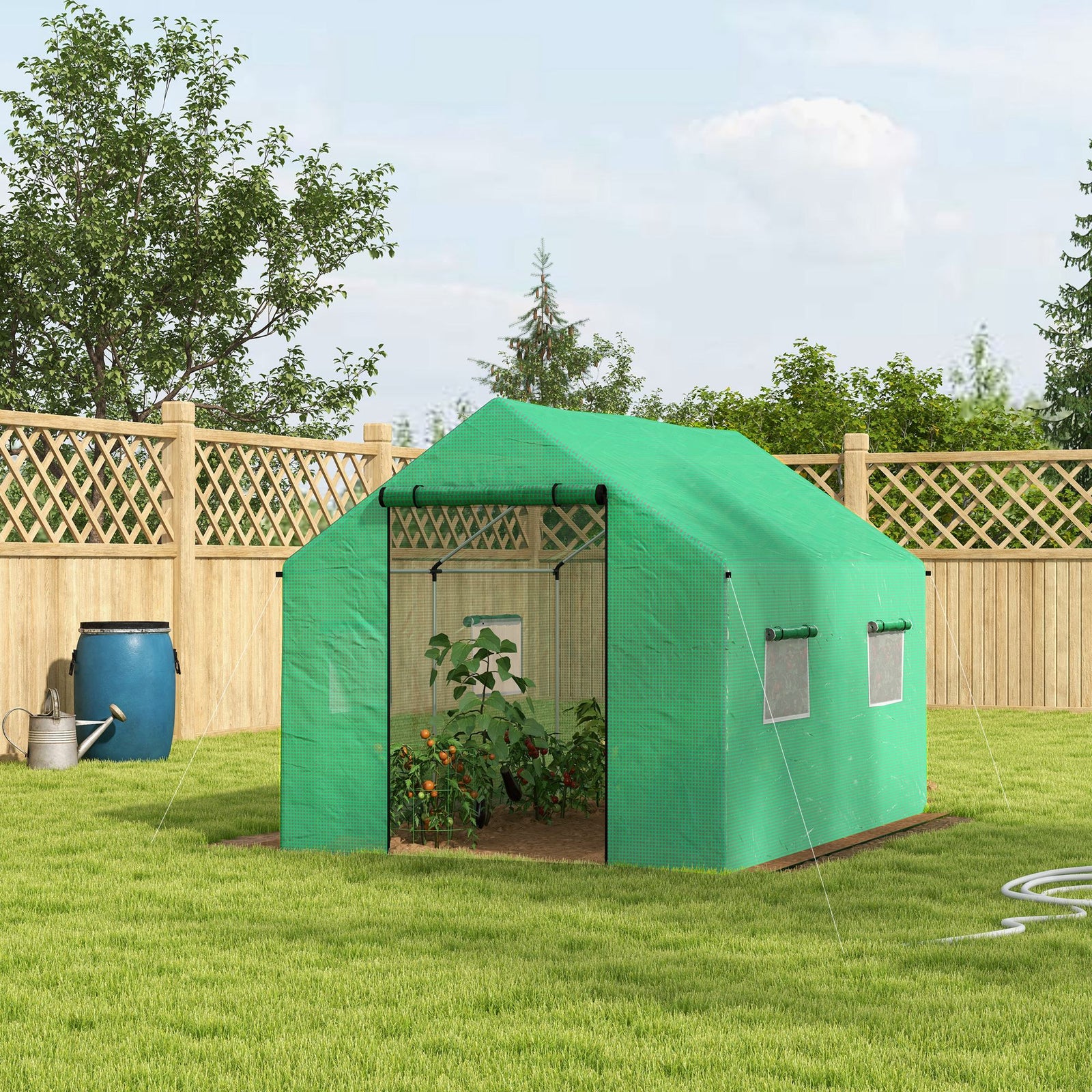 2x3m Polytunnel Greenhouse W/ Door & Windows | Green