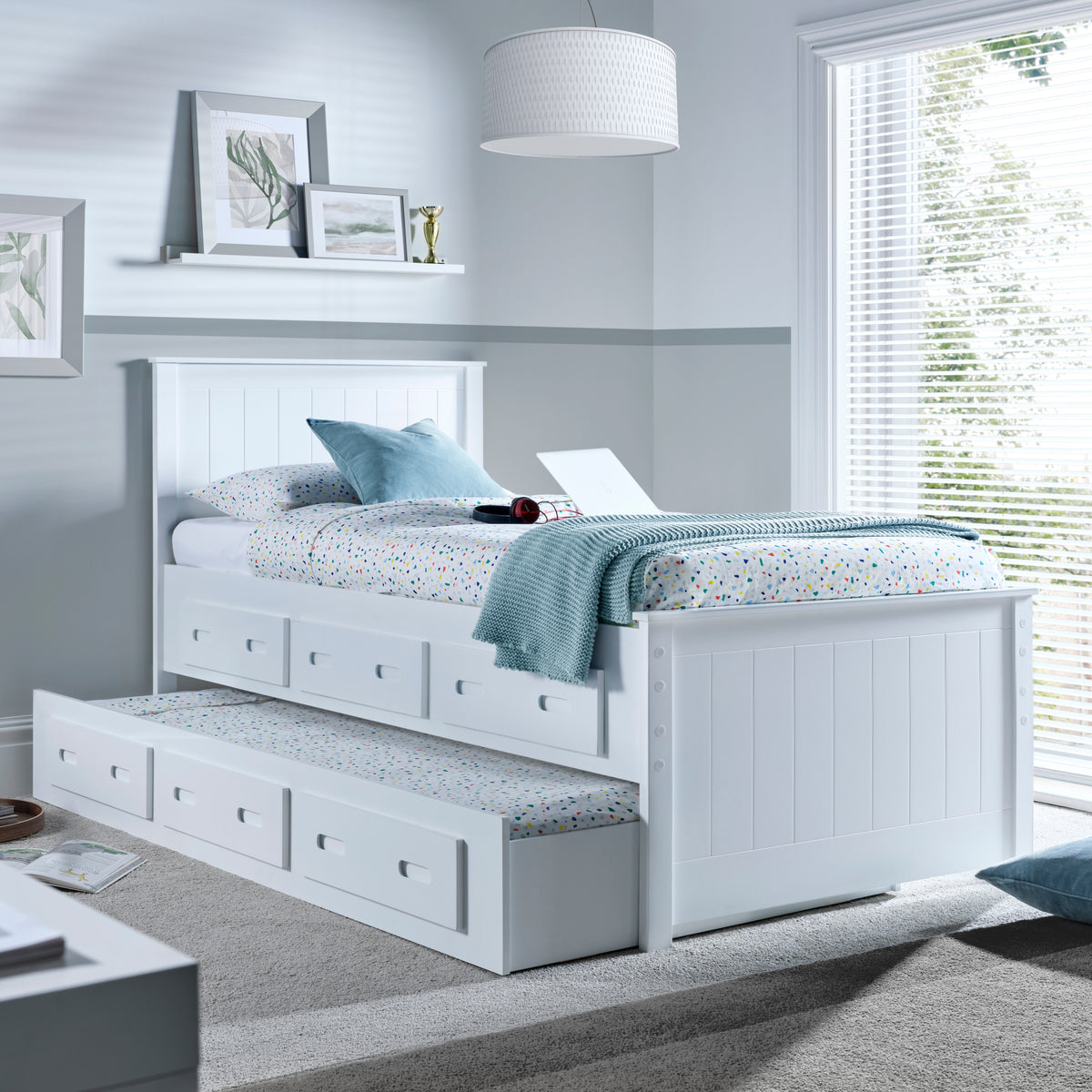 Zarra White 3 Drawer Storage Guest Bed With Pocket Mattresses | Single | White