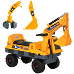No Power Ride On Excavator Digger Music Light For 2-3 Years Old Yellow