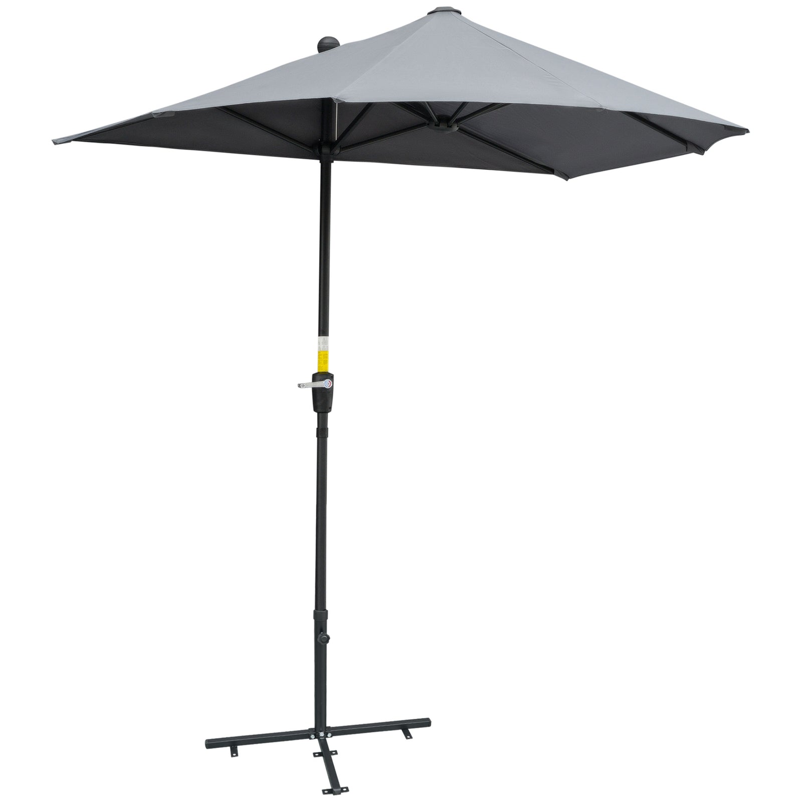 2m Half Balcony Parasol W/ Double Canopy & Base | Dark Gray