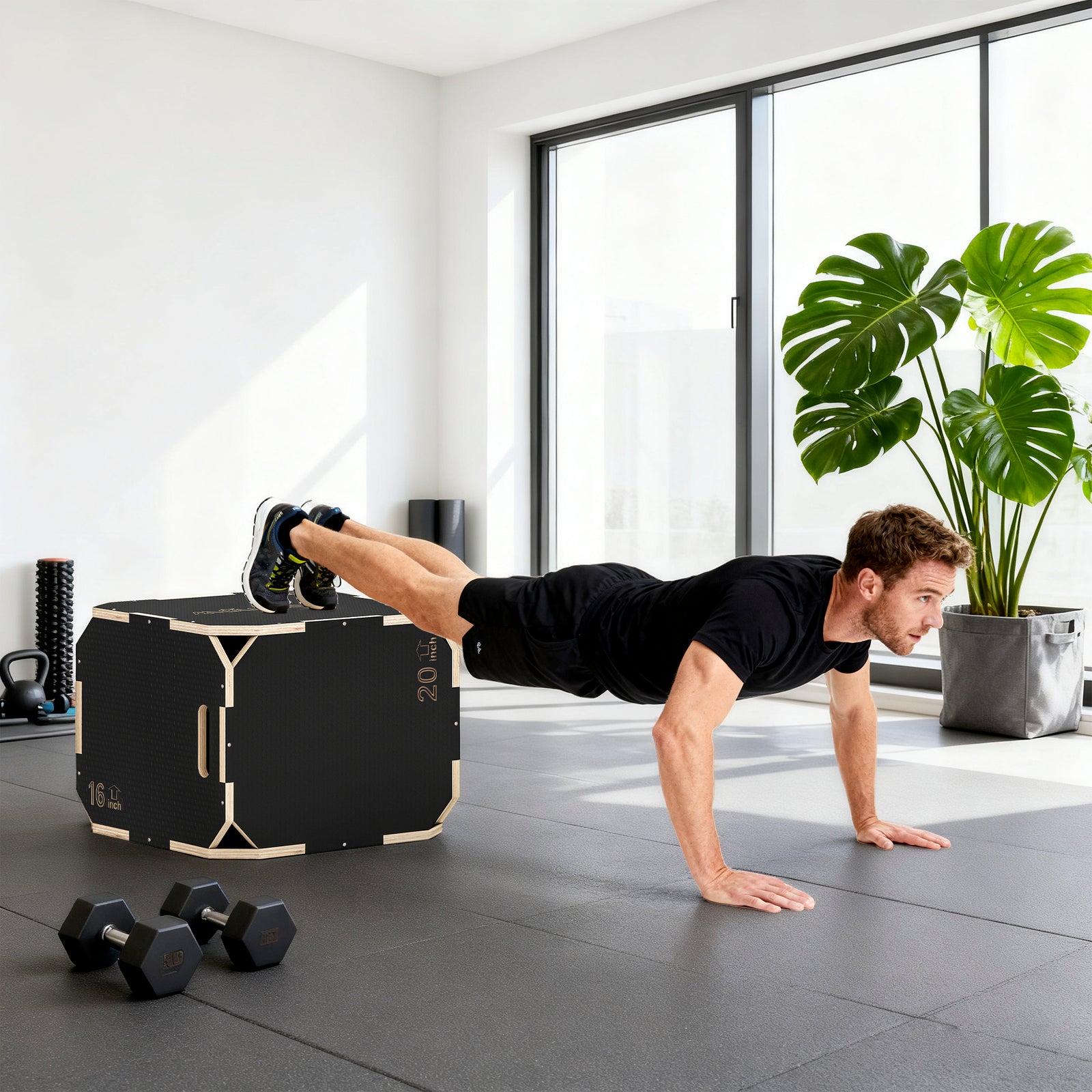 Non-slip Plyo Box, Corner-free Wooden Jump Box