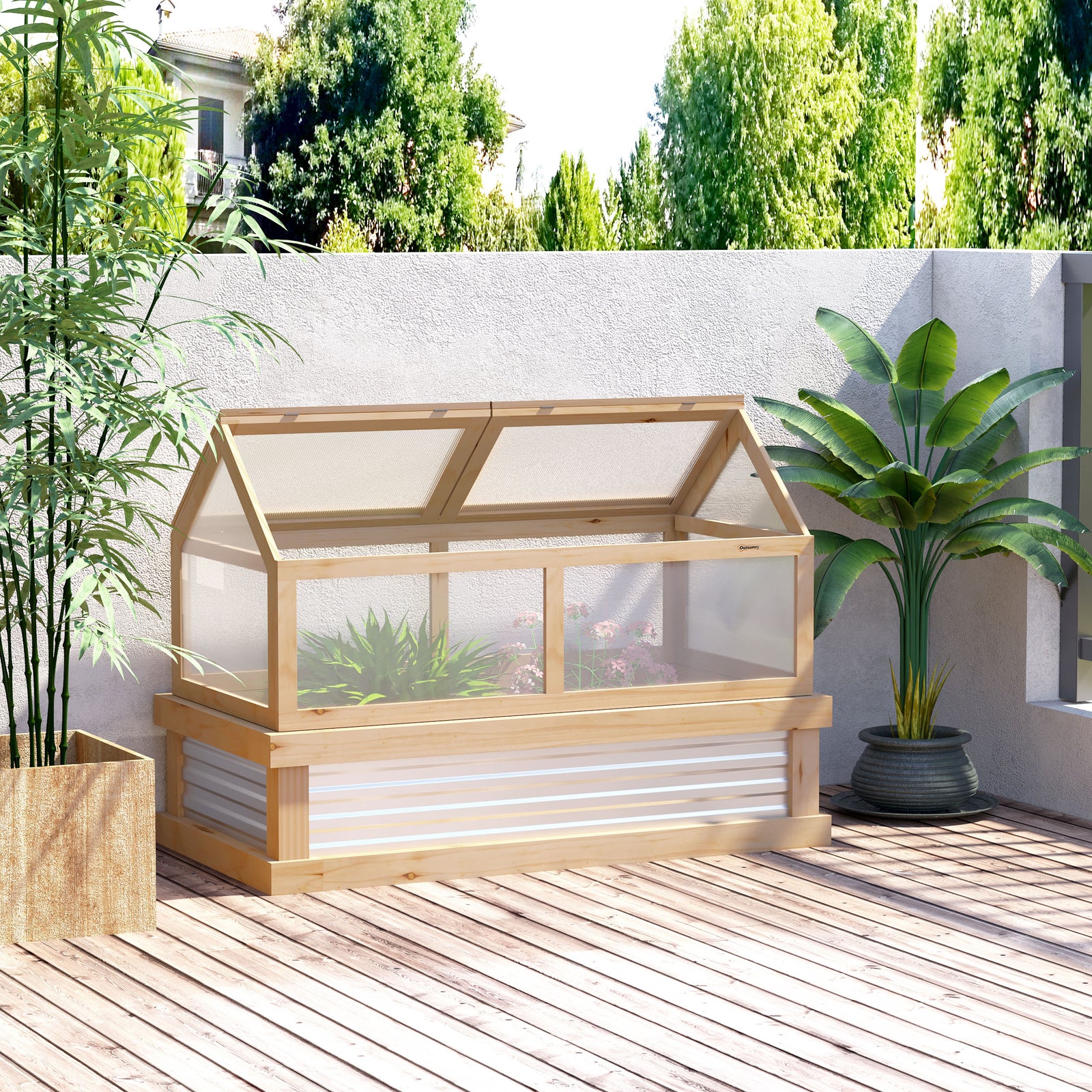 Raised Garden Bed Kit With Greenhouse Top Natural