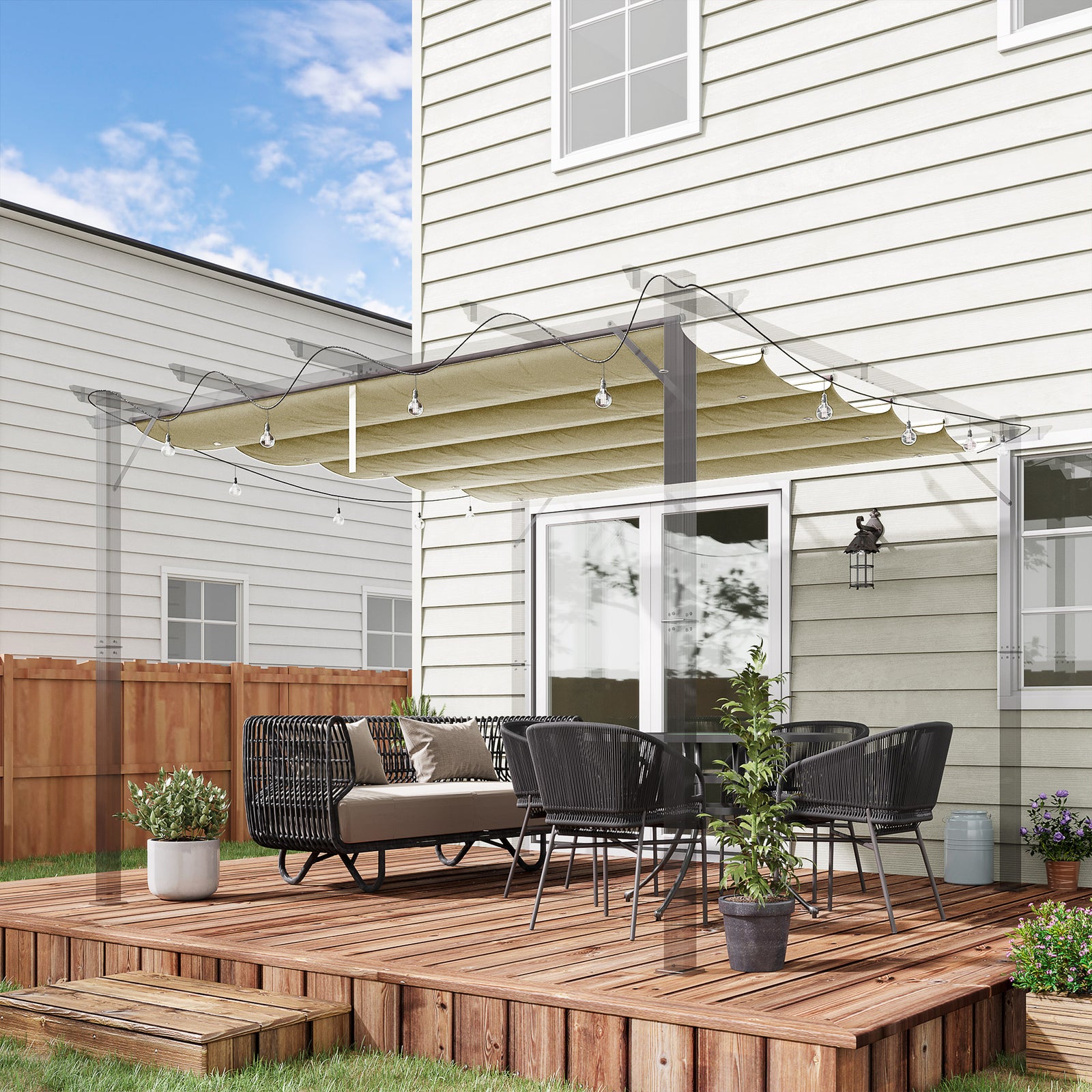 Pergola Cover For 3 X 3m Pergola, Replacement Canopy Only | Cream