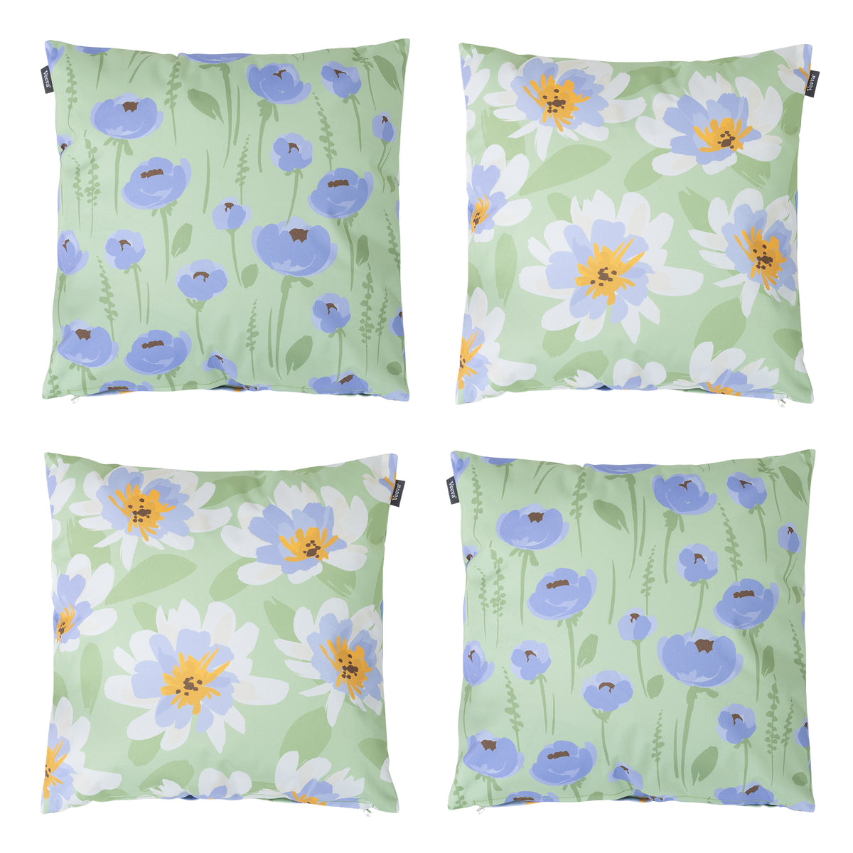 Floral Indoor Outdoor Cushion Set Of 4 Water Resistant Cushions