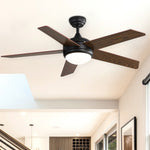 Modern Ceiling Fan Light With Remote, Natural Wood Blades, Led Lighting & Sleep Timer | 5 Blades