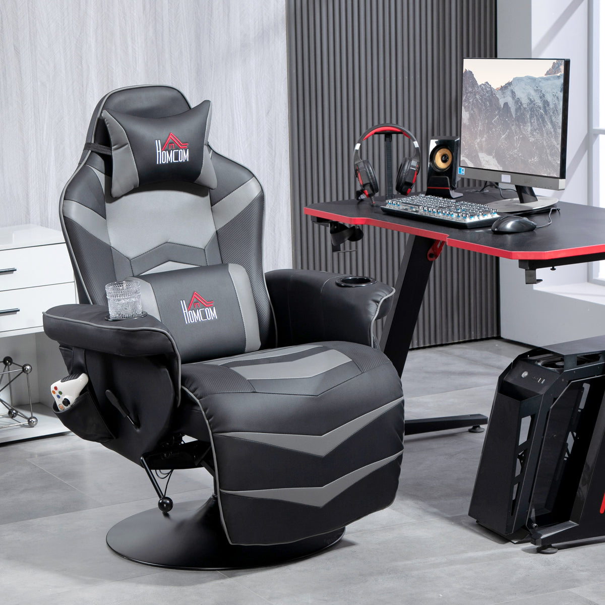 Massage Recliner Chair With Remote, Pu Leather Recliner