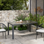 Outdoor Dining Table With Glass Top, Aluminum Frame, Grey